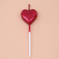 Single Heart Candle - Shiny Deep Red Colour