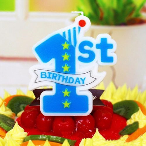 1st Birthday Candle Blue