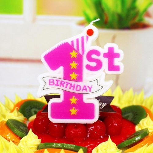 First Birthday Candle in Pink