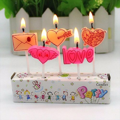 A set of 5 candles celebrating Love