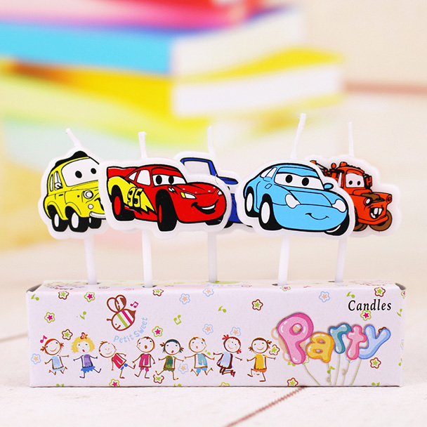 A packet of 5 Disney Cars Candles with five different characters