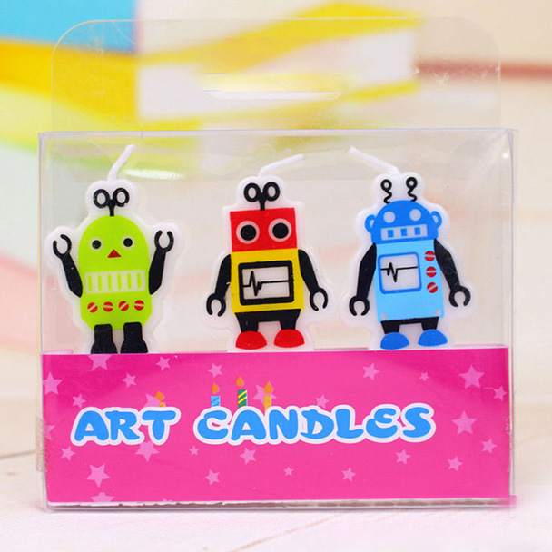 3 Fun Robot Candles