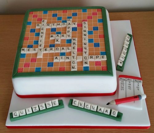 Scrabble Birthday Cake