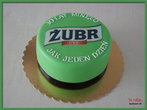 Round, green Zubr cake