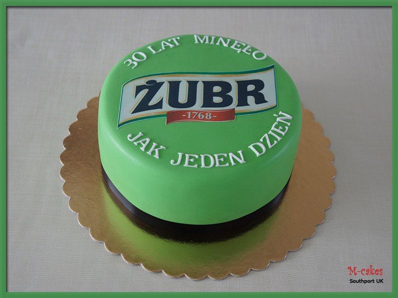 Round, green Zubr cake