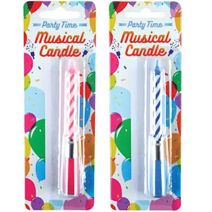 Musical Candles available in Pink or Blue. Candle holders sings Happy Birthday.