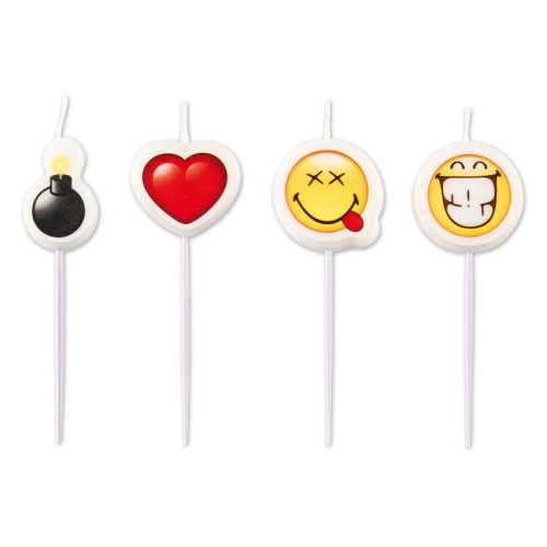 Four Toothpick Emoji Candles featuring, BOMB, LOVE etc.