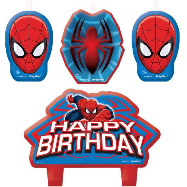 4 Spiderman birthday party cake candels