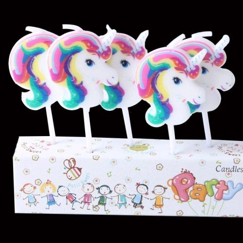 photo of 5 unicorn head birthday candles