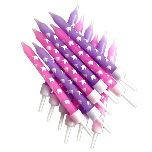12 unicorn lilac and pink candles with white unicorn head